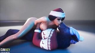 A chick with a gorgeous body gets fucked by a werewolf in 3D