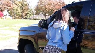 A hot girl got picked up by a horny driver and had to pay him back in kind
