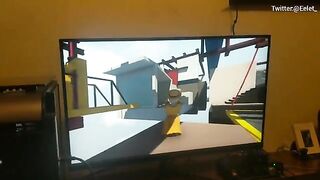 A cute couple challenges each other in a playful video game session