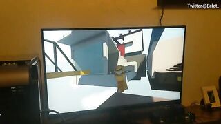 A cute couple challenges each other in a playful video game session