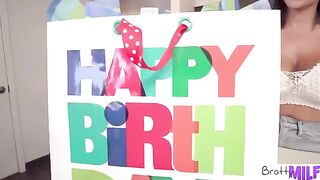 Busty stepmom Victoria June gives her son a sex toy and birthday gift
