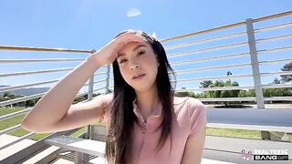 Easy going on the mouth, no problems - a girl is doing blowjob from the first view