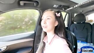 Easy going on the mouth, no problems - a girl is doing blowjob from the first view