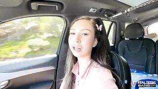Easy going on the mouth, no problems - a girl is doing blowjob from the first view