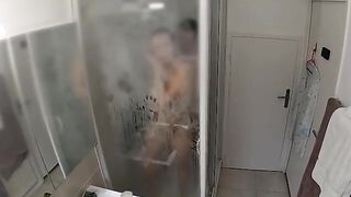 The guy did not let her wash in peace, turning the shower into a playground for passion