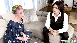 Two mature ladies fucked by young guy in an unexpected encounter