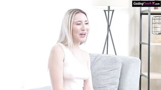Cute girl has roughly sex on casting, her pussy was sore