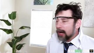 The girl works in the office and has sex with her boss on the table
