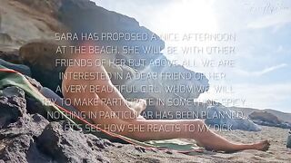 Two girls almost got caught while flashing on a nude beach