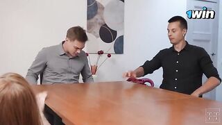 The hot secretary is getting fucked by her boss and colleagues