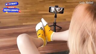 Decided to make a footjob video with step sis
