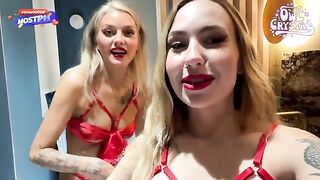 A girl is having fun with two guys in an adventurous twist