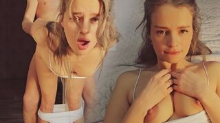 My stepsister is a slut and she exercises her pussy early in the morning