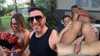 A man picked up a sexy girl with a big ass in the park