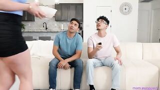 Two mature ladies decided to fuck with their sons’ friends in a steamy swap