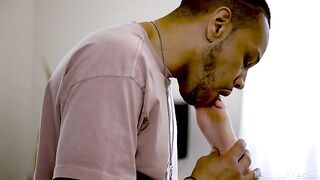 Black guy licks the pussy of his blondie mistress