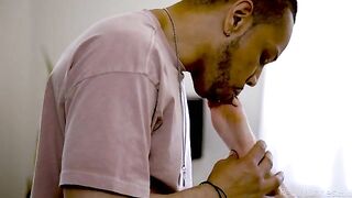 Black guy licks the pussy of his blondie mistress