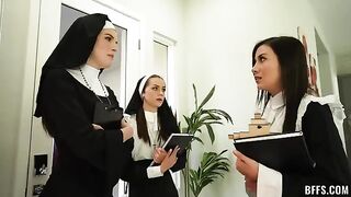 The nun became a fantasy of all the girls in this foursome