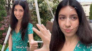 A girl got a little dirt on her face during a wild cumwalk