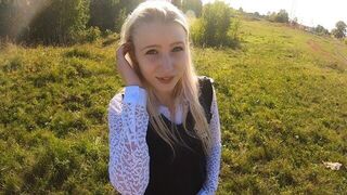 What do we do at sunset? Outdoor sex with a beautiful schoolgirl, showcasing Stacy Starando’s passion