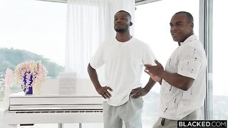 The guys are pushing their cock to the beauty and it's exciting
