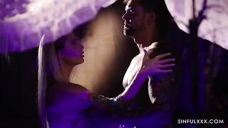 A guy is getting turned on watching his GF getting fucked