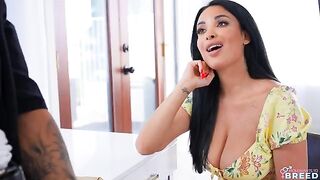 A guy is ready to do anything for the sake of sex with a brunette