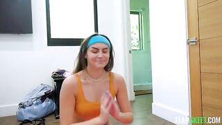 A girl is having fun with a guy in a vivid way