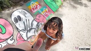 A white guy managed to surprise the girl with his big cock