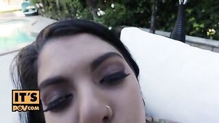 Petite teen Gina Valentina gets her tight ass banged early in the morning