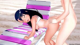 Nagatoro Hentai in action, getting fucked on the beach with her big tits