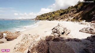 Beach sex with an amateur couple getting wild and loud on Reislin Vacation