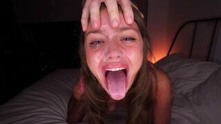 My boyfriend made a mess on my face after giving me a blowjob
