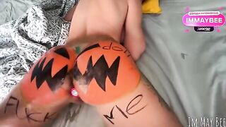 Babe fucked in her Halloween pumpkin, a unique POV experience!
