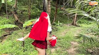A little girl in a red riding hood dress knows intimate things