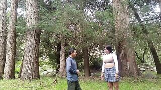 A hot girl agreed to have sex in the forest with a strange man