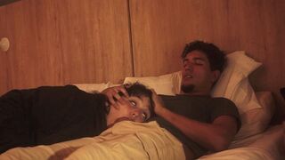 Girl gave a blowjob and received a creampie, right in bed