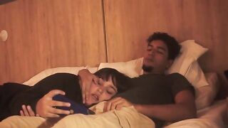 Girl gave a blowjob and received a creampie, right in bed