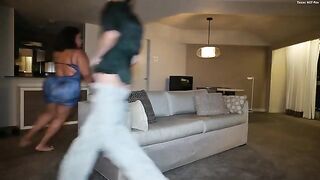 A girl with big tits gets them squeezed and slapped hard