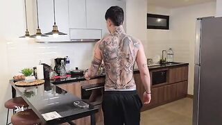 The coffee got cold while the hot stepmom was finishing up