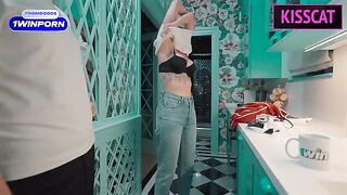 A beautiful maid with a naughty inside surprises her client