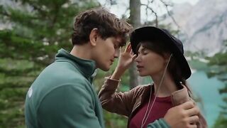A couple making love in the forest, outdoor passionate session