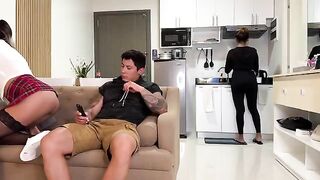A girl came to her stepdad, he did not notice and fucked