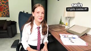 A schoolgirl is under her teacher's control, fulfilling his desires
