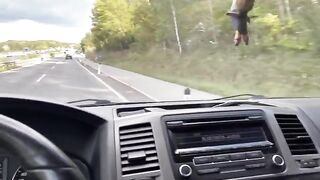 The hot girl is fucking with the Uber driver in his car
