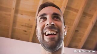 A couple has sex on the floor and the blonde moans in pleasure