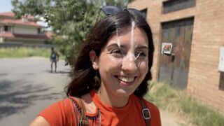 Girl left eyes open, but she got a huge facial cumblast