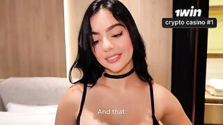 The girl has sex with her stepbrother, feeling a wet splash on her chin