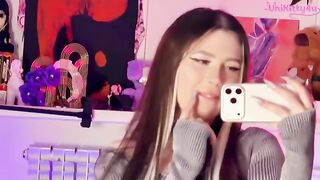 A cute girl has sex with her boyfriend, showcasing her allure in stockings
