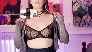 A cute girl has sex with her boyfriend, showcasing her allure in stockings